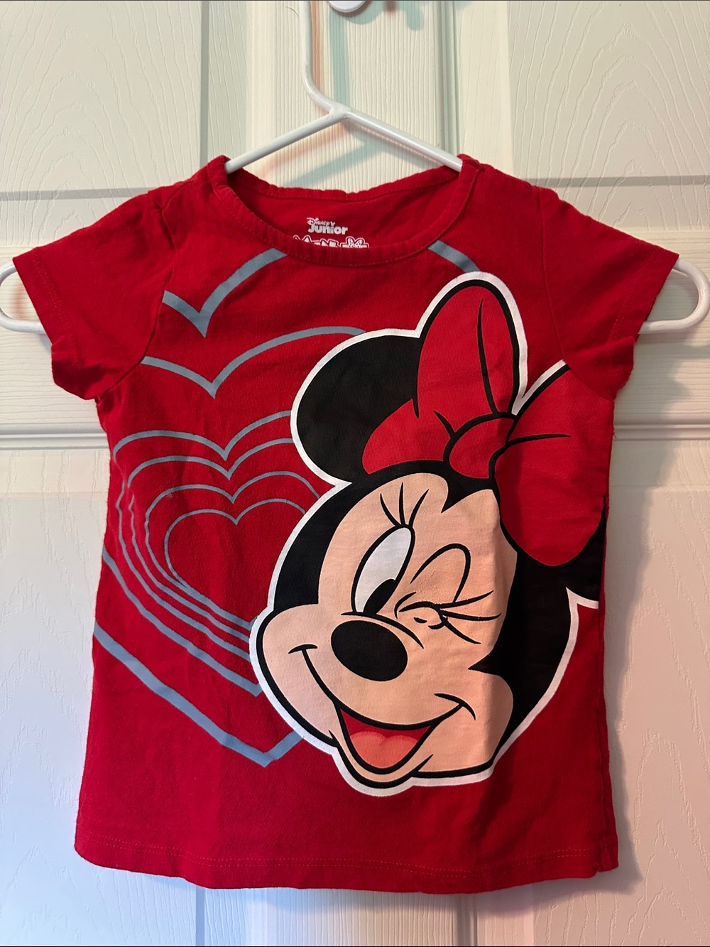 Disney Red Minnie Mouse Graphic Tee with Pink Accent